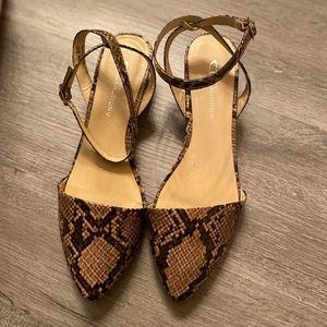 Snake print mini wedges